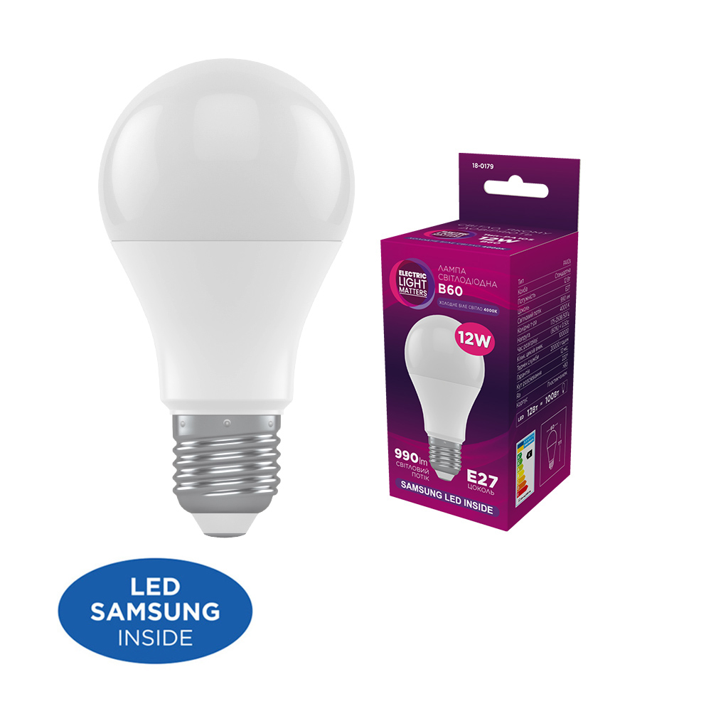 LED лампа ELM B60 12W PA10S E27 4000K